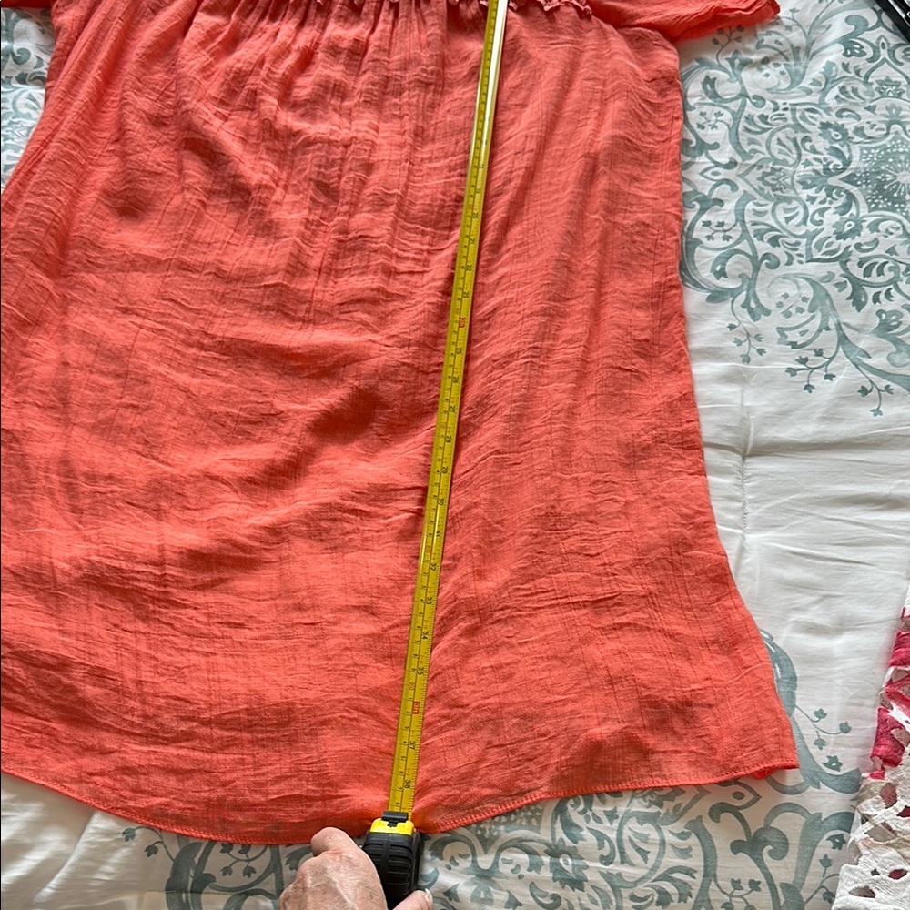 Elegant Coral Cold Shoulder Dress - Picture 12 of 12